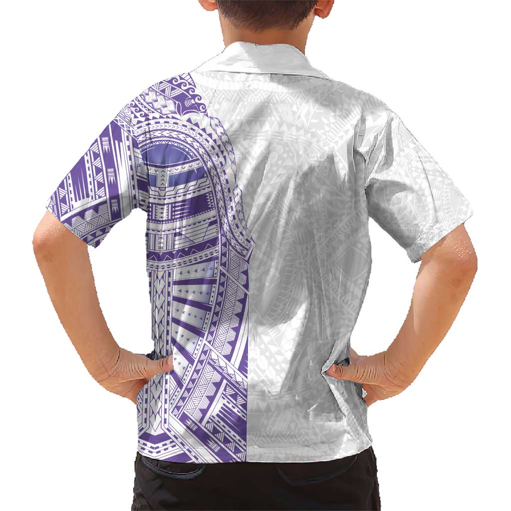 Traditional Polynesian Art Tattoos Family Matching Short Sleeve Bodycon Dress and Hawaiian Shirt Purple Color LT03 - Polynesian Pride