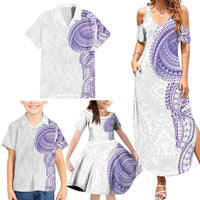 Traditional Polynesian Art Tattoos Family Matching Summer Maxi Dress and Hawaiian Shirt Purple Color LT03 - Polynesian Pride