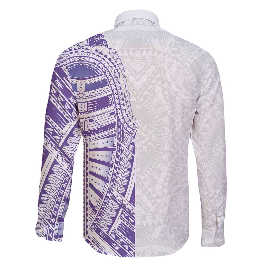 Traditional Polynesian Art Tattoos Family Matching Tank Maxi Dress and Hawaiian Shirt Purple Color LT03 - Polynesian Pride