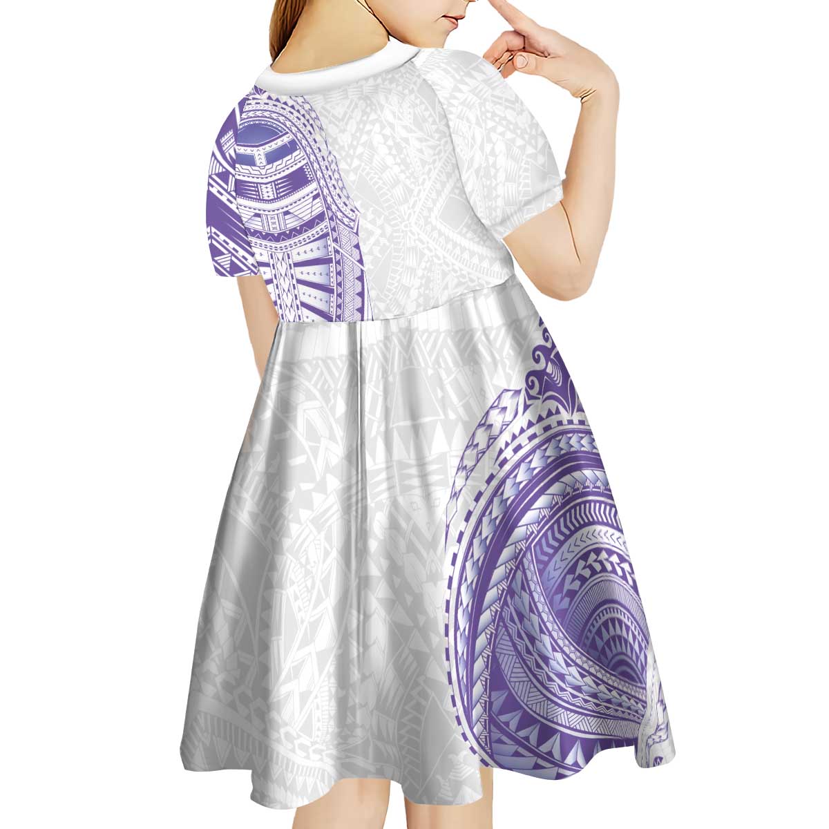 Traditional Polynesian Art Tattoos Kid Short Sleeve Dress Purple Color LT03 - Polynesian Pride