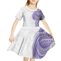 Traditional Polynesian Art Tattoos Kid Short Sleeve Dress Purple Color LT03 - Polynesian Pride