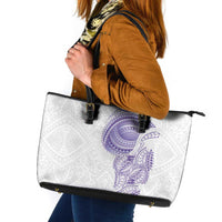 Traditional Polynesian Art Tattoos Leather Tote Bag Purple Color - Polynesian Pride
