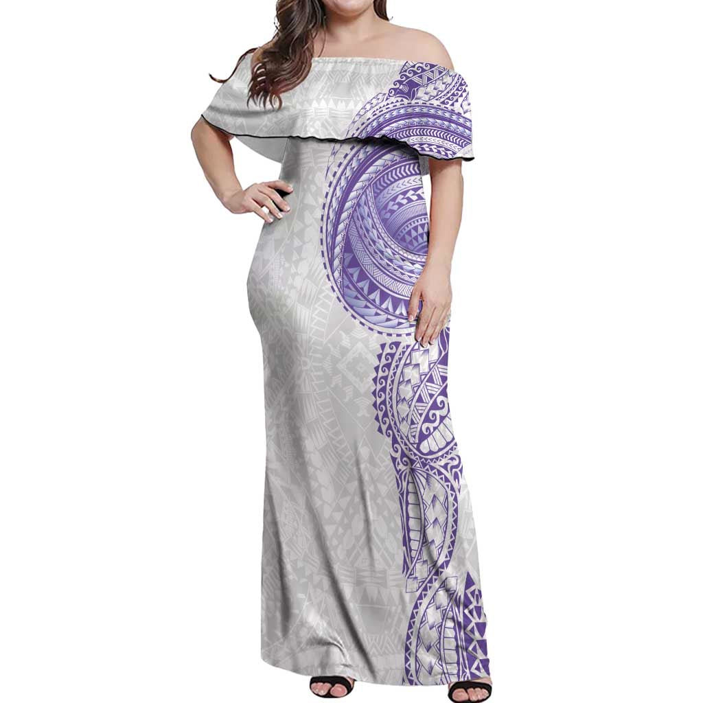 Traditional Polynesian Art Tattoos Off Shoulder Maxi Dress Purple Color LT03 Women Purple - Polynesian Pride