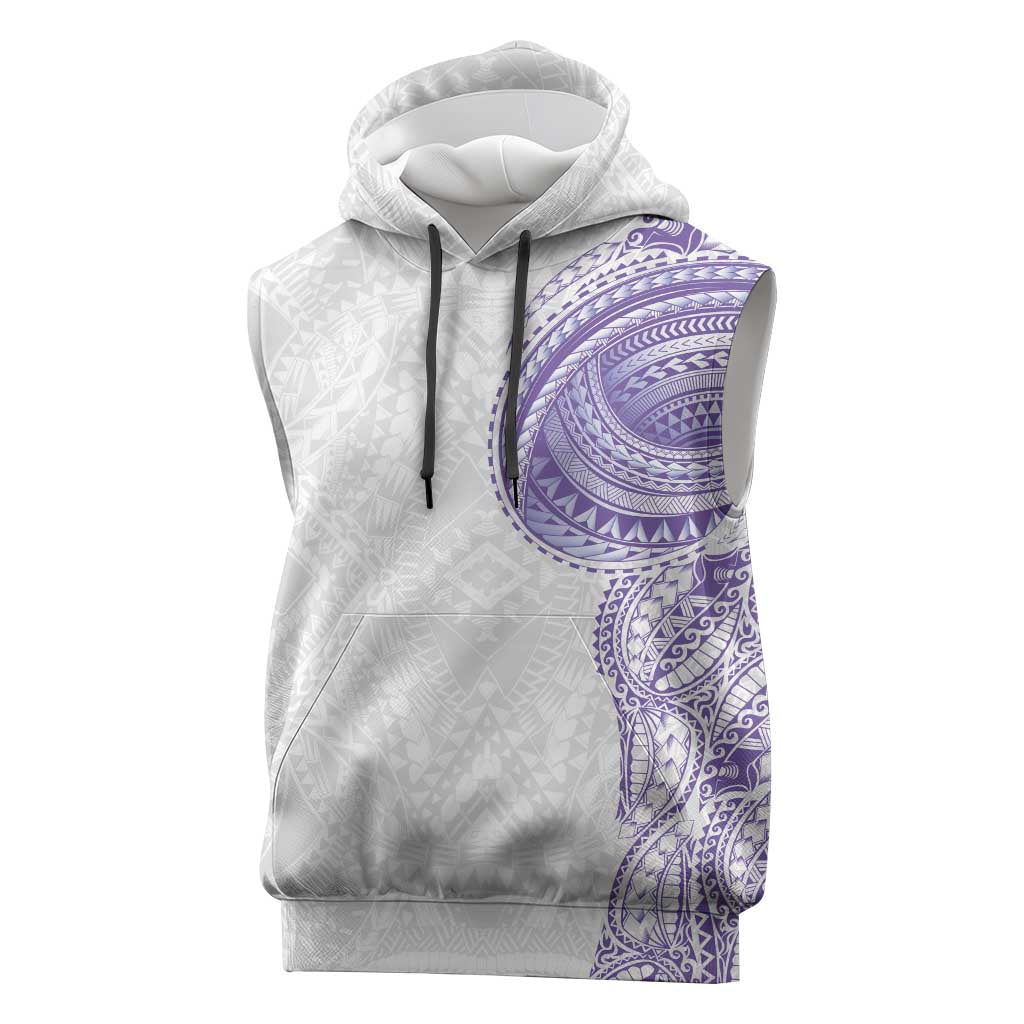 Traditional Polynesian Art Tattoos Sleeveless Hoodie Purple Color - Polynesian Pride