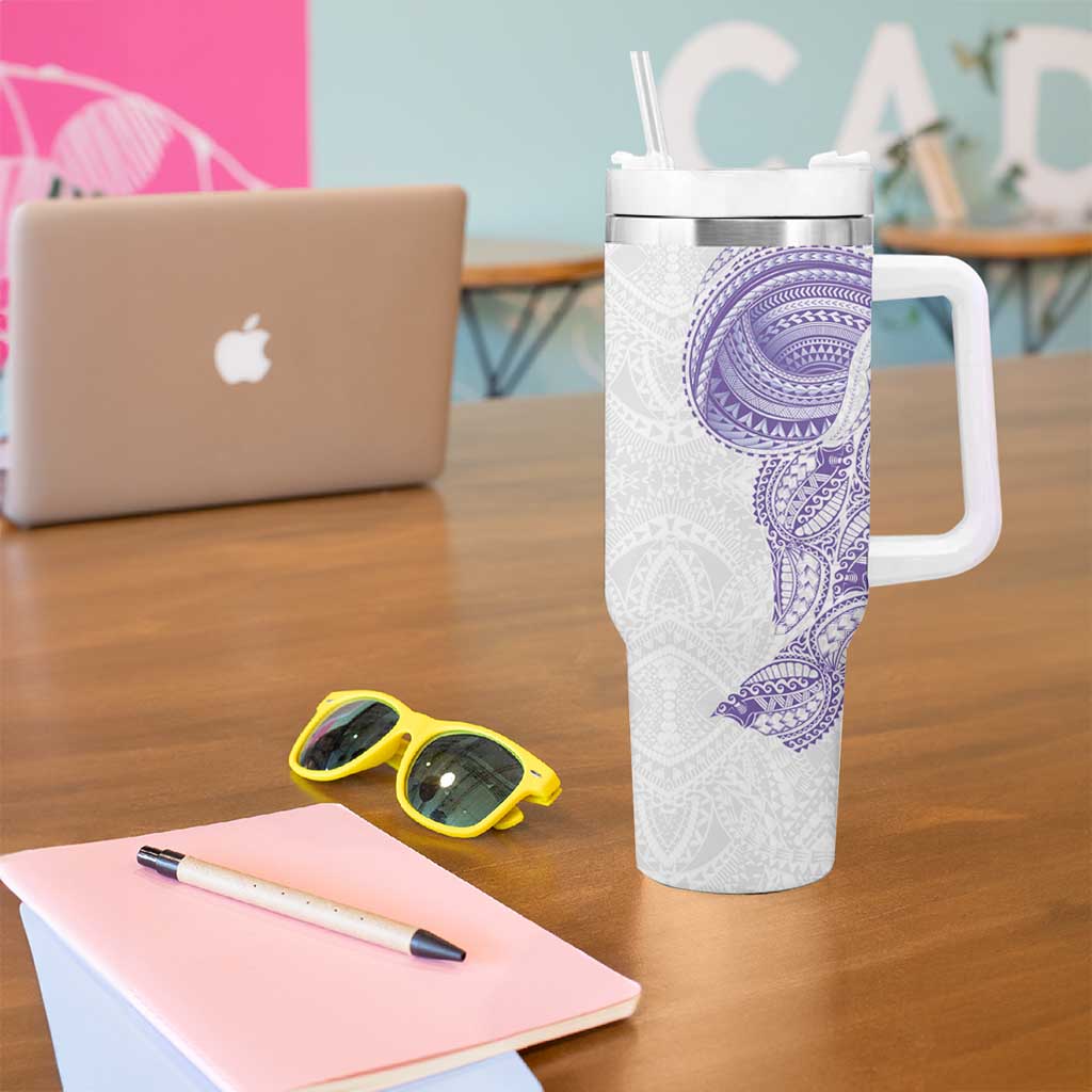 Traditional Polynesian Art Tattoos Tumbler With Handle Purple Color LT03 - Polynesian Pride