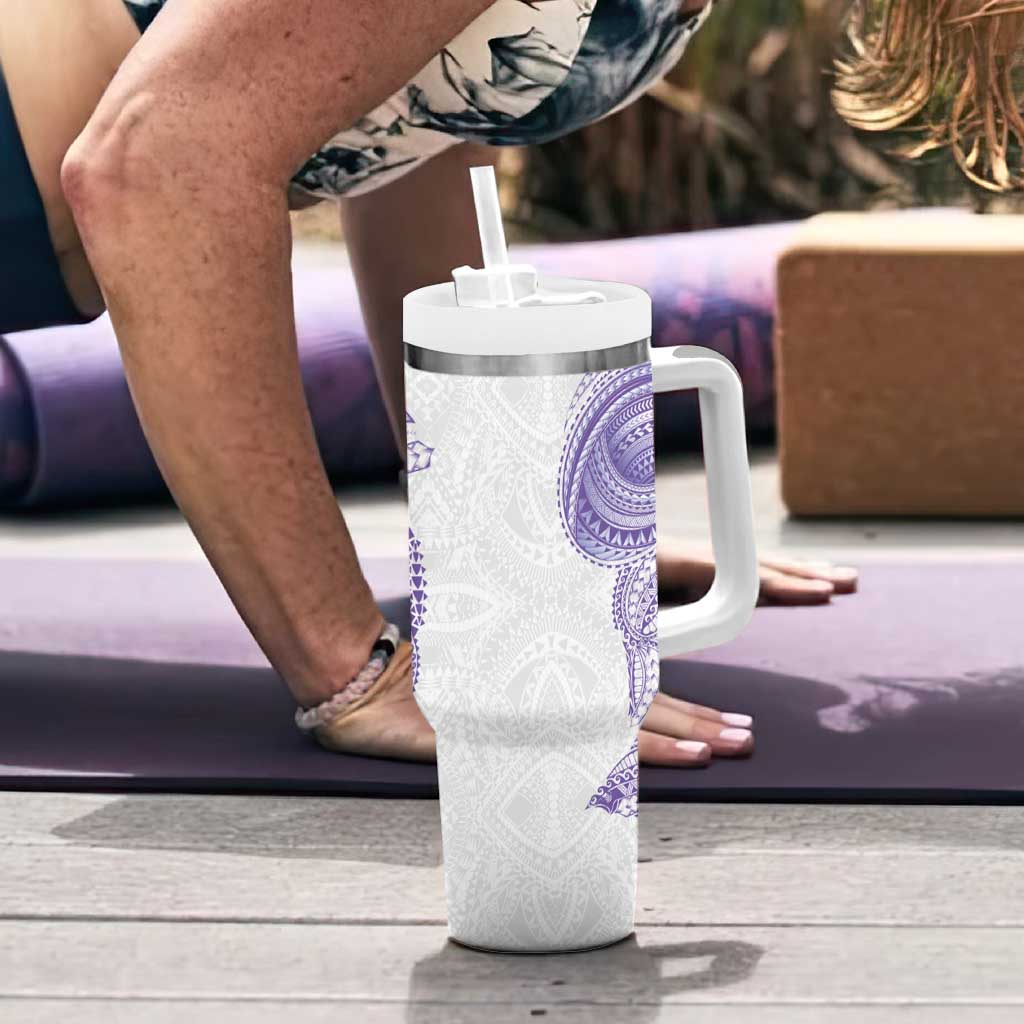 Traditional Polynesian Art Tattoos Tumbler With Handle Purple Color LT03 - Polynesian Pride