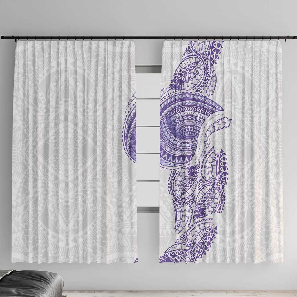 Traditional Polynesian Art Tattoos Window Curtain Purple Color LT03 With Hooks Purple - Polynesian Pride