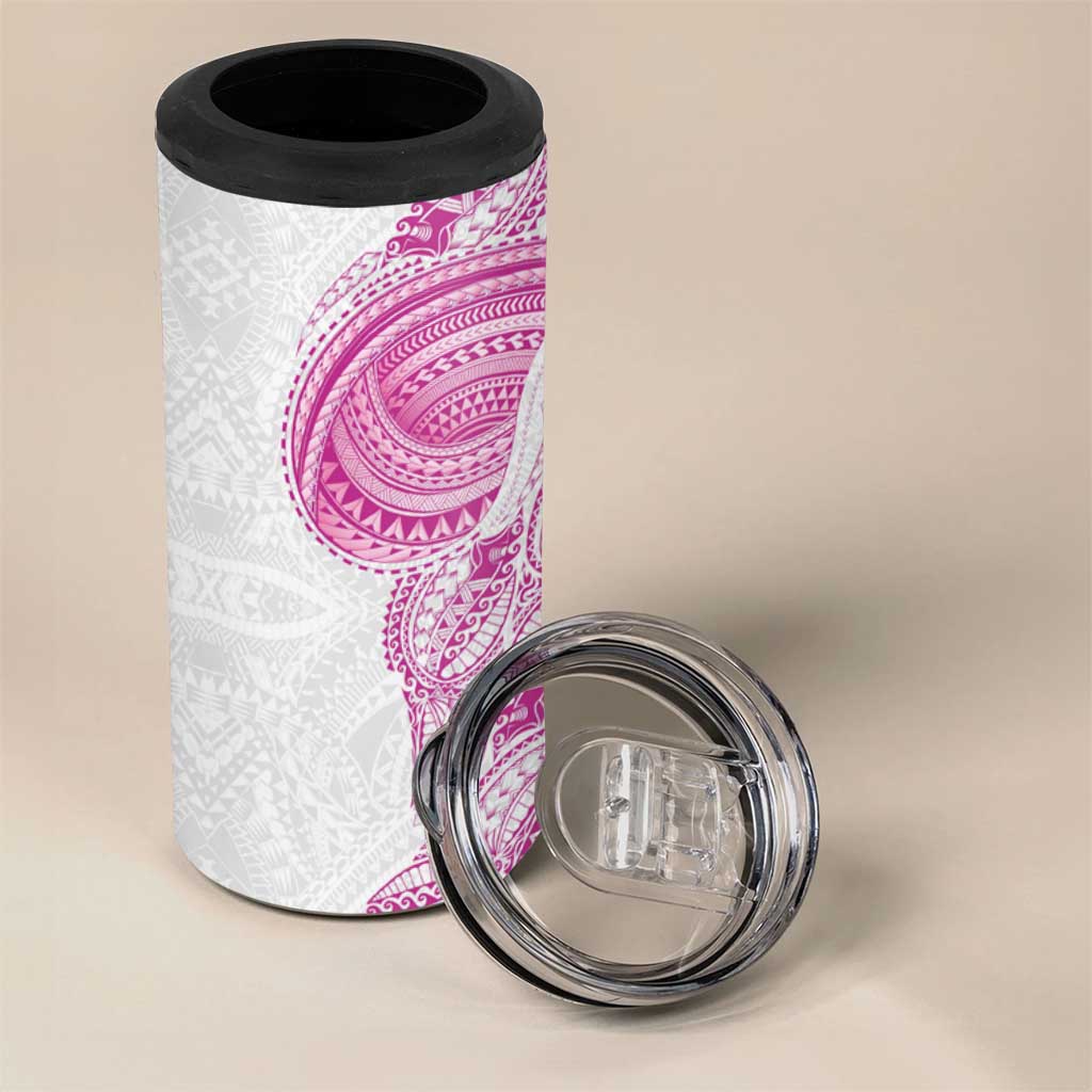Traditional Polynesian Art Tattoos 4 in 1 Can Cooler Tumbler Pink Color - Polynesian Pride