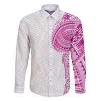 Traditional Polynesian Art Tattoos Family Matching Long Sleeve Bodycon Dress and Hawaiian Shirt Pink Color LT03 Dad's Shirt - Long Sleeve Pink - Polynesian Pride