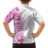 Traditional Polynesian Art Tattoos Family Matching Off The Shoulder Long Sleeve Dress and Hawaiian Shirt Pink Color LT03 - Polynesian Pride