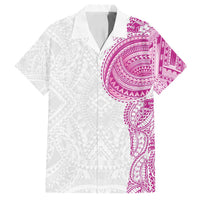 Traditional Polynesian Art Tattoos Family Matching Off Shoulder Maxi Dress and Hawaiian Shirt Pink Color LT03 Dad's Shirt - Short Sleeve Pink - Polynesian Pride