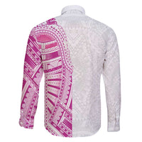 Traditional Polynesian Art Tattoos Family Matching Off Shoulder Short Dress and Hawaiian Shirt Pink Color LT03 - Polynesian Pride