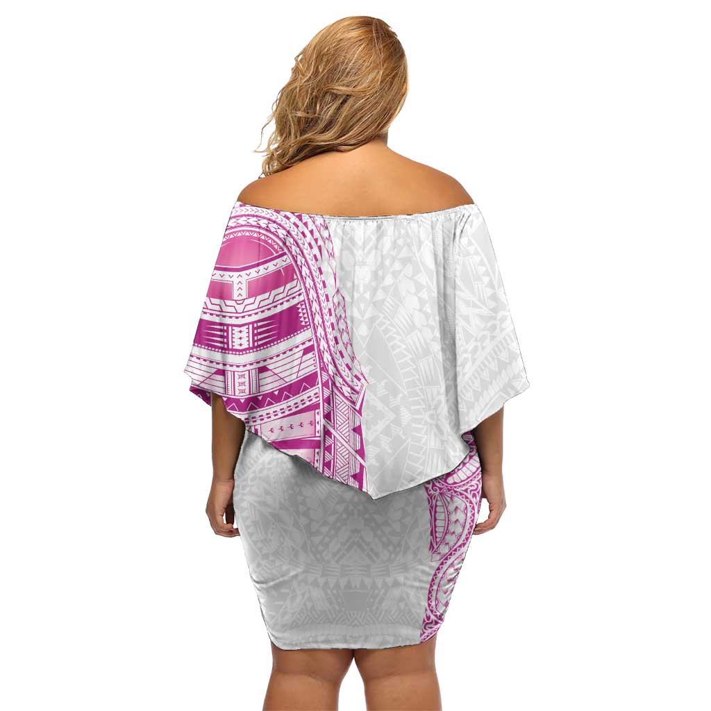 Traditional Polynesian Art Tattoos Family Matching Off Shoulder Short Dress and Hawaiian Shirt Pink Color LT03 - Polynesian Pride