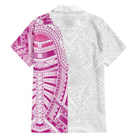 Traditional Polynesian Art Tattoos Family Matching Puletasi and Hawaiian Shirt Pink Color - Polynesian Pride