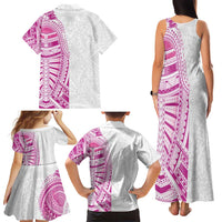 Traditional Polynesian Art Tattoos Family Matching Tank Maxi Dress and Hawaiian Shirt Pink Color LT03 - Polynesian Pride