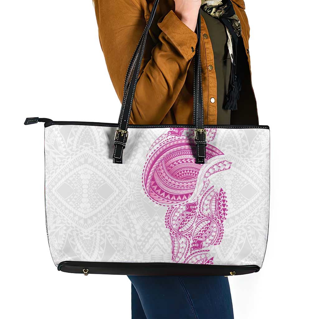 Traditional Polynesian Art Tattoos Leather Tote Bag Pink Color - Polynesian Pride