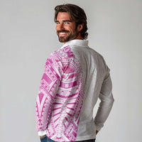 Traditional Polynesian Art Tattoos Long Sleeve Polo Shirt Pink Color LT03 - Polynesian Pride