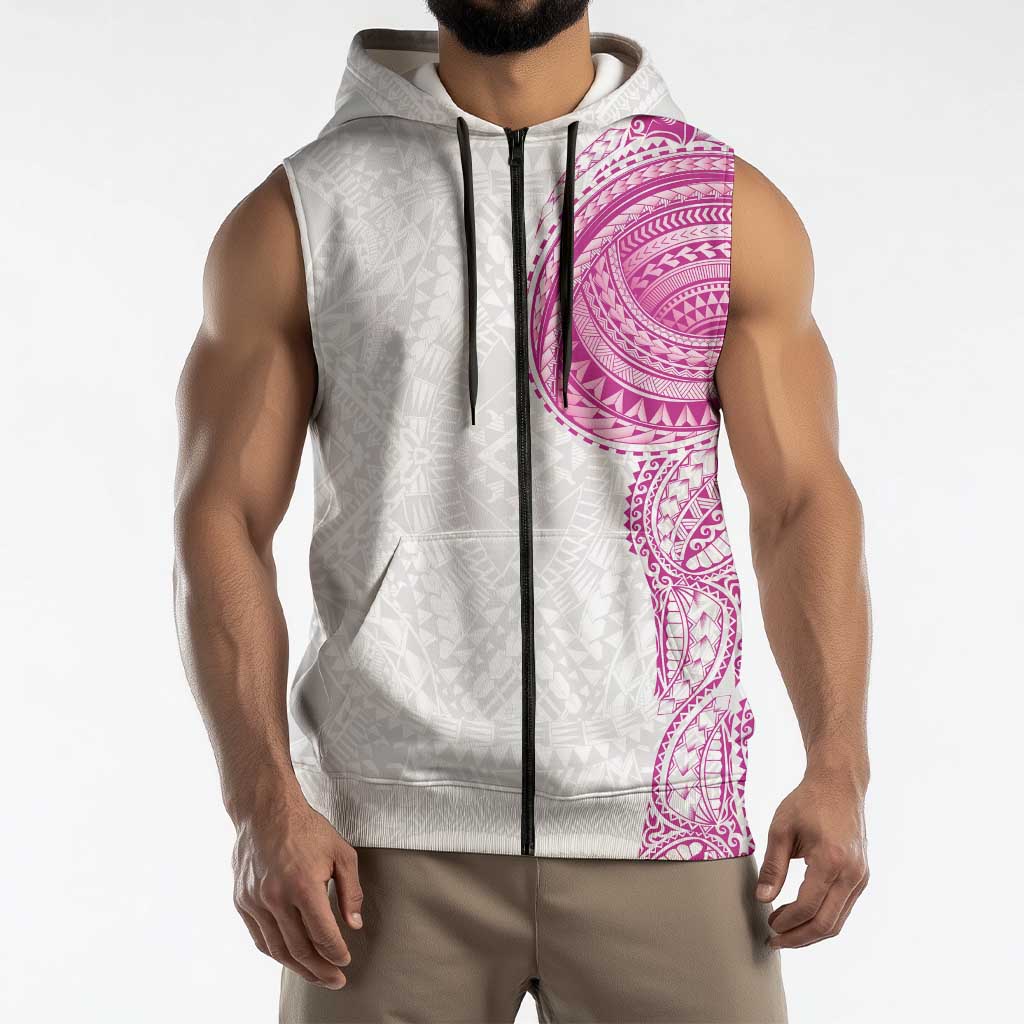 Traditional Polynesian Art Tattoos Sleeveless Zip Hoodie Pink Color LT03 - Polynesian Pride