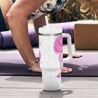 Traditional Polynesian Art Tattoos Tumbler With Handle Pink Color LT03 - Polynesian Pride