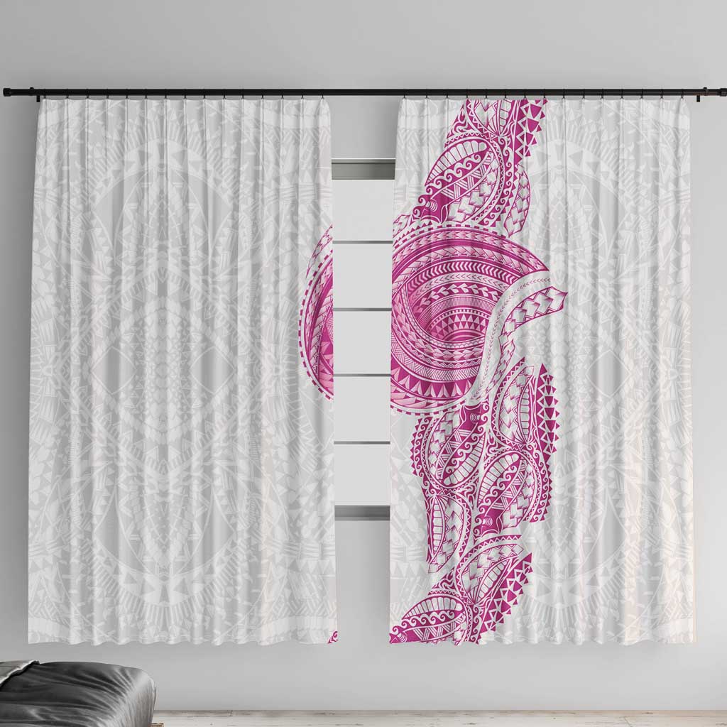 Traditional Polynesian Art Tattoos Window Curtain Pink Color LT03 With Hooks Pink - Polynesian Pride