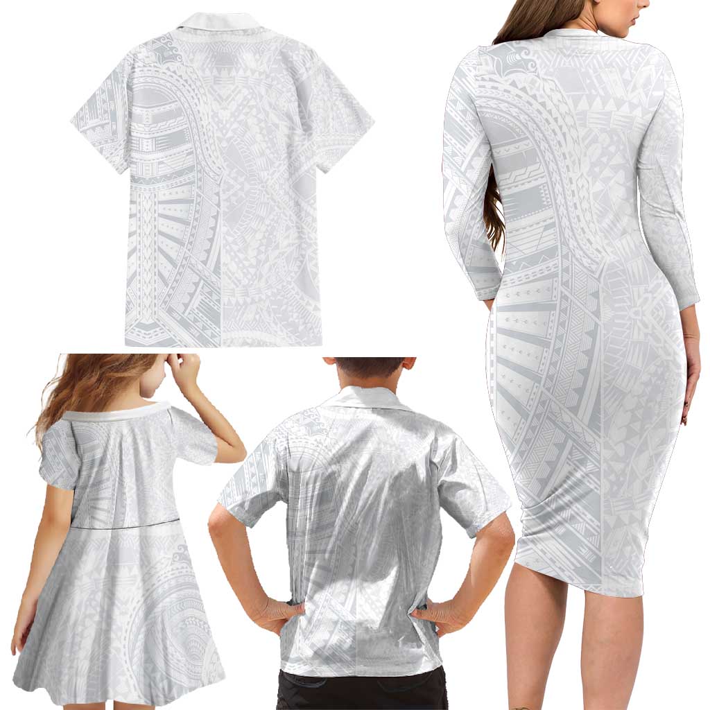 Lotu Tamaiti Family Matching Long Sleeve Bodycon Dress and Hawaiian Shirt Traditional Samoan Art Tattoos LT03 - Polynesian Pride