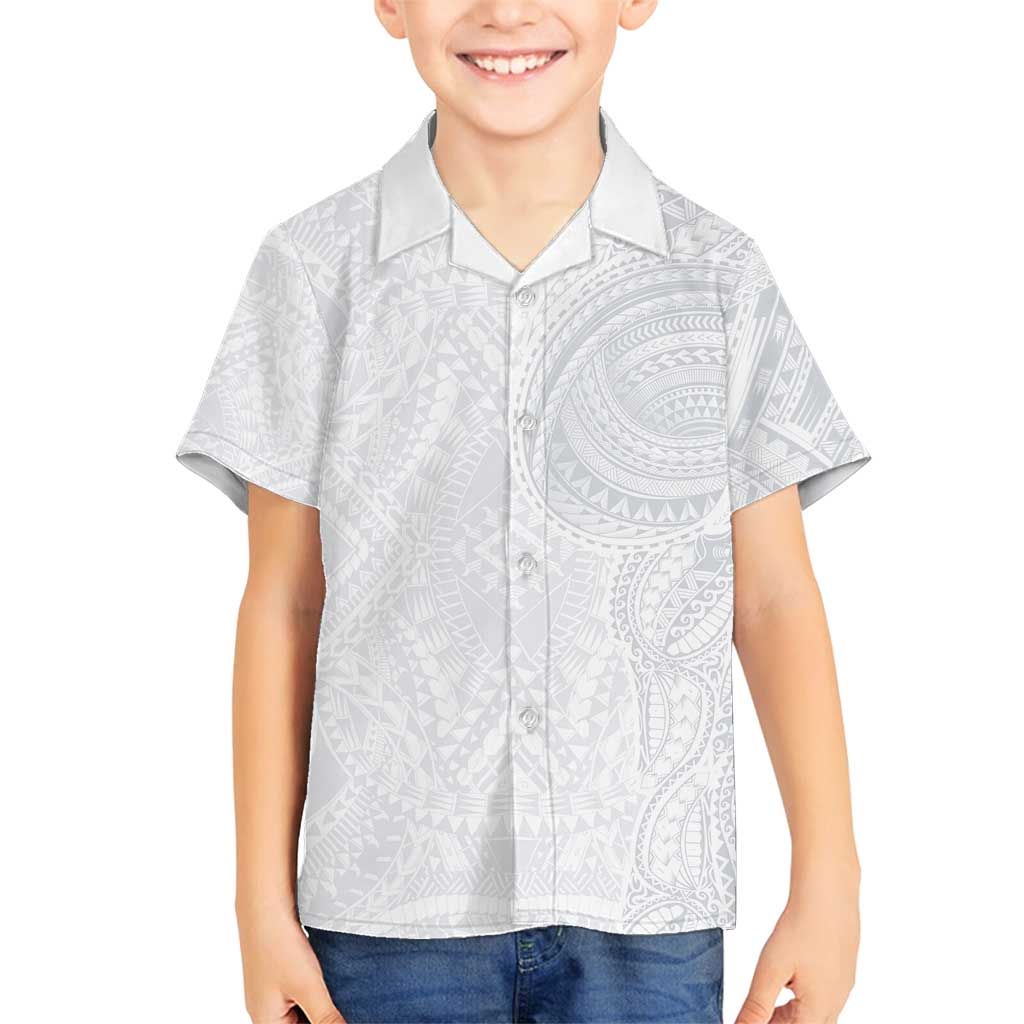 Lotu Tamaiti Family Matching Puletasi and Hawaiian Shirt Traditional Samoan Art Tattoos LT03 Son's Shirt White - Polynesian Pride