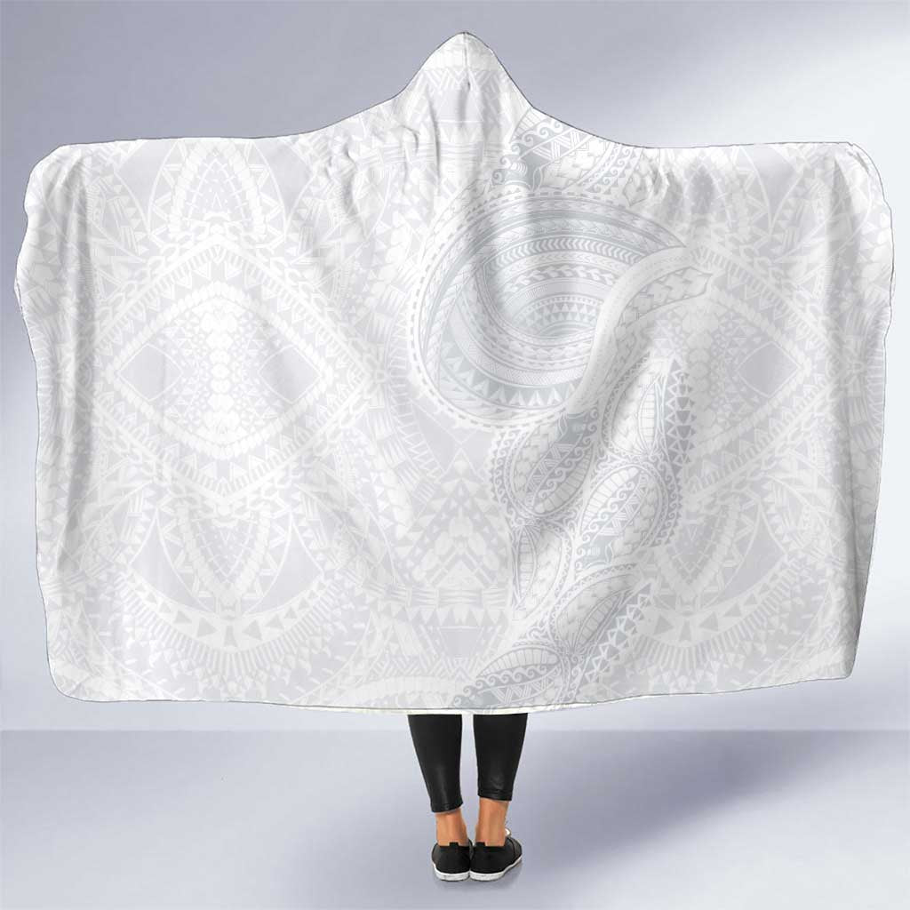 Lotu Tamaiti Hooded Blanket Traditional Samoan Art Tattoos LT03 One Size White - Polynesian Pride