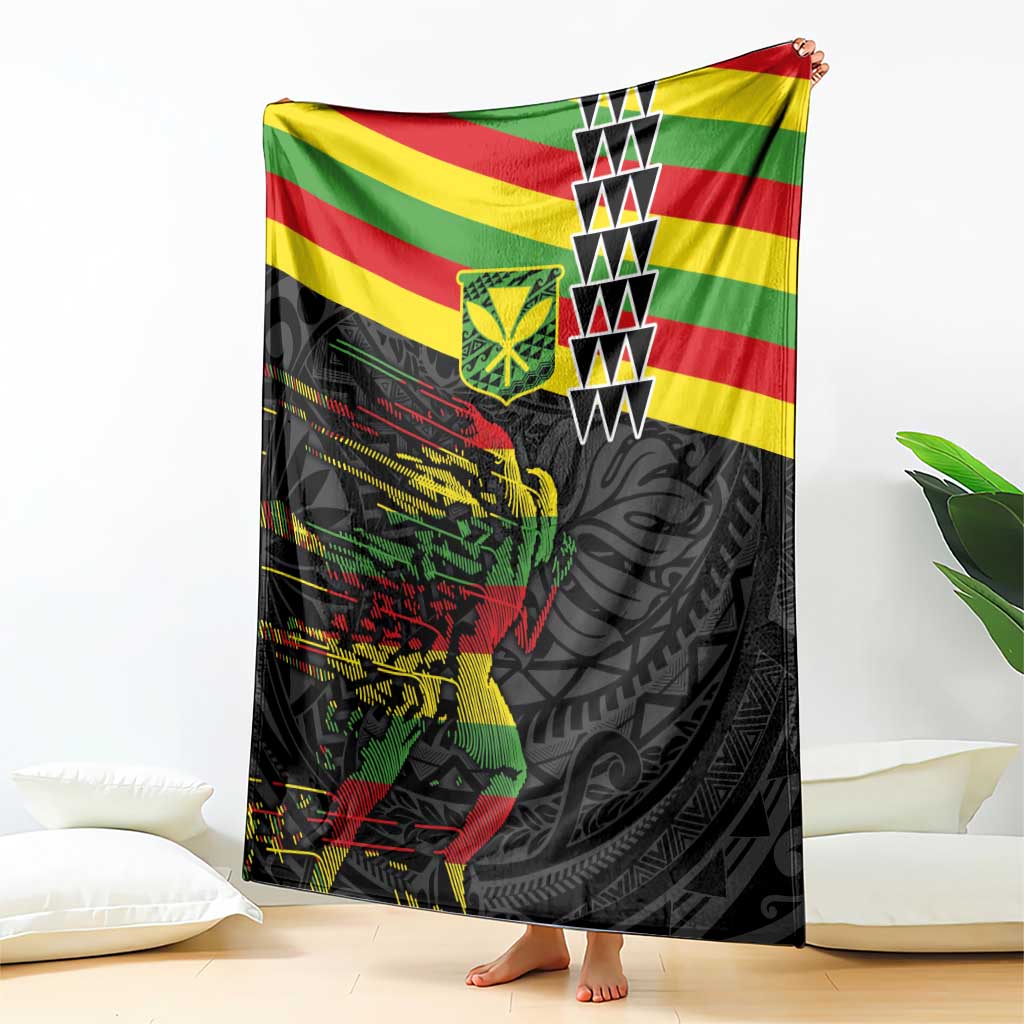 Kanaka Maoli Running Blanket Kakau Pattern with Kanaka Maoli Flag Color LT03 - Polynesian Pride