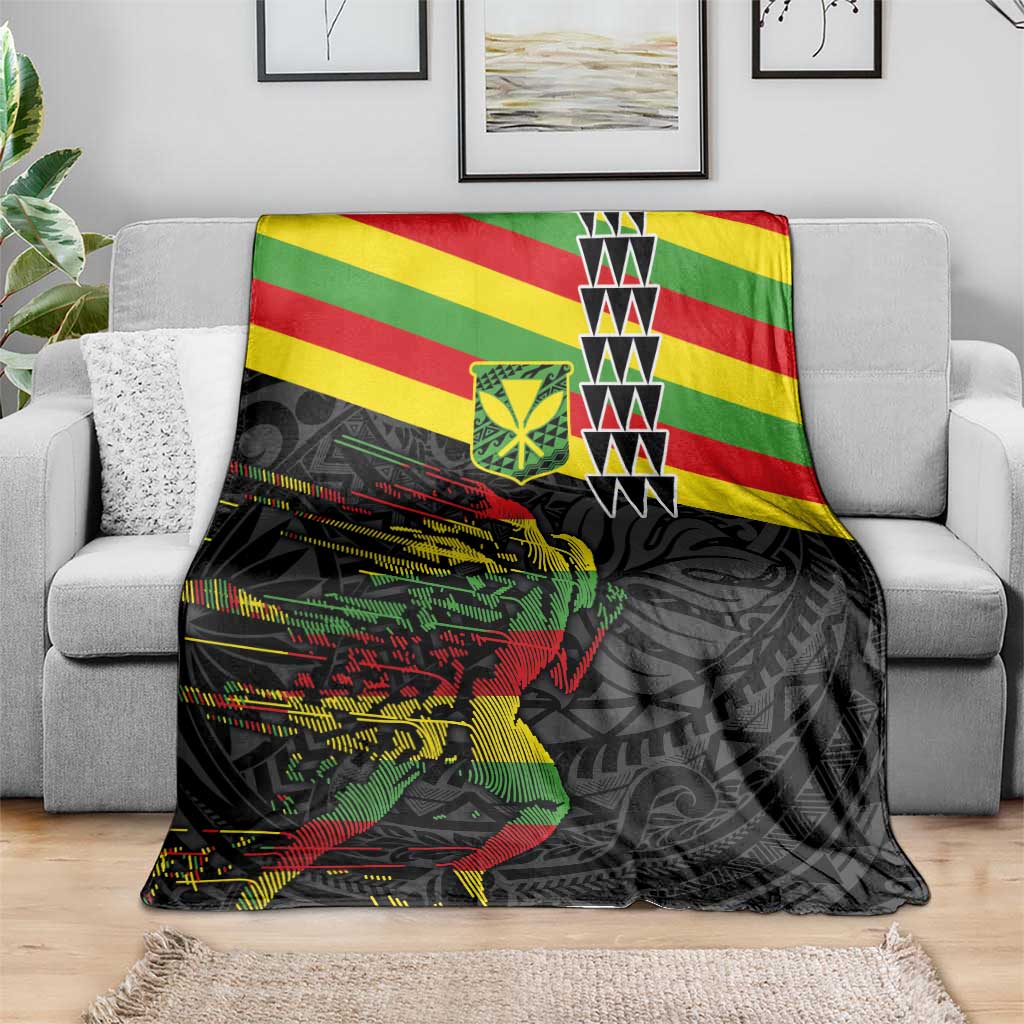 Kanaka Maoli Running Blanket Kakau Pattern with Kanaka Maoli Flag Color LT03 - Polynesian Pride
