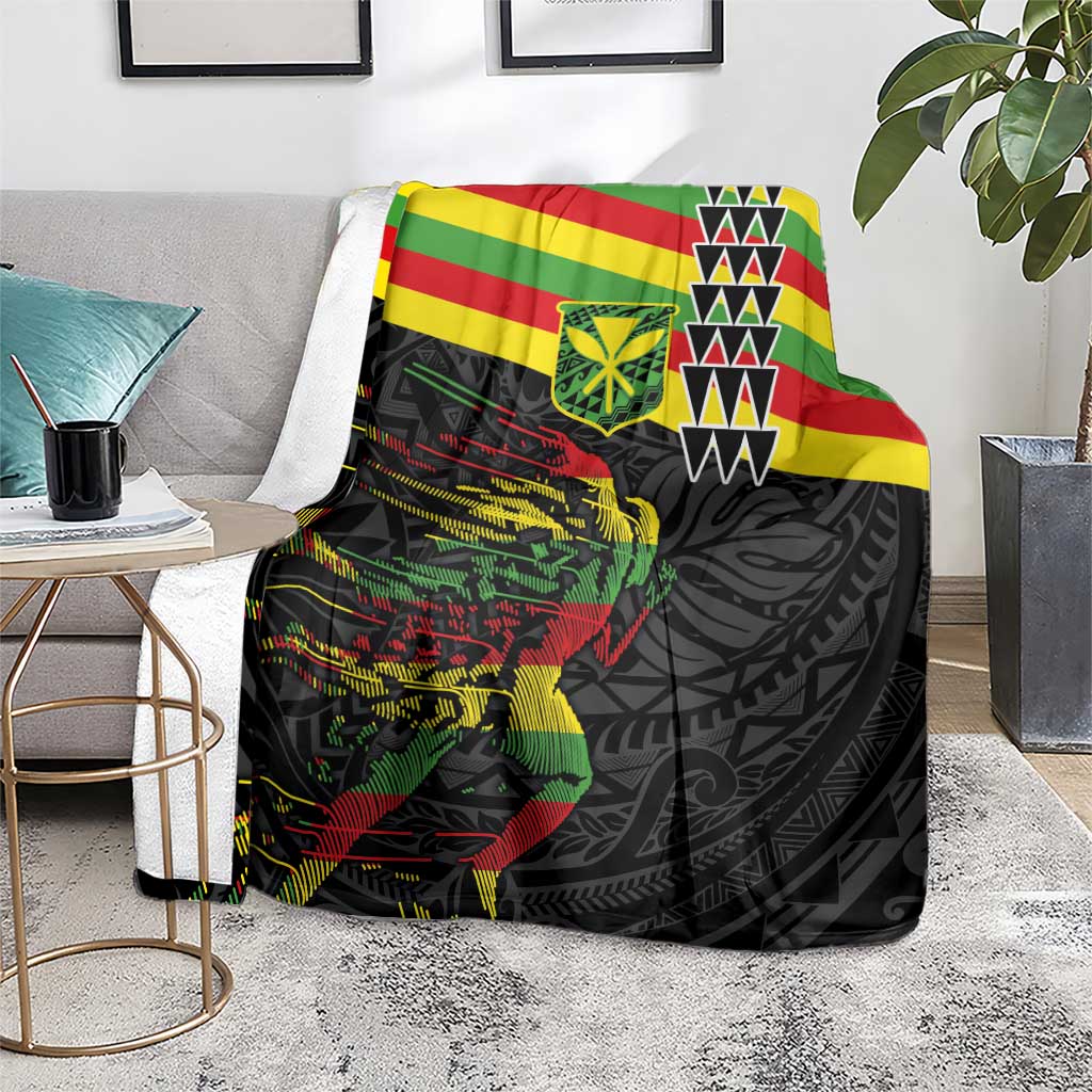 Kanaka Maoli Running Blanket Kakau Pattern with Kanaka Maoli Flag Color LT03 - Polynesian Pride