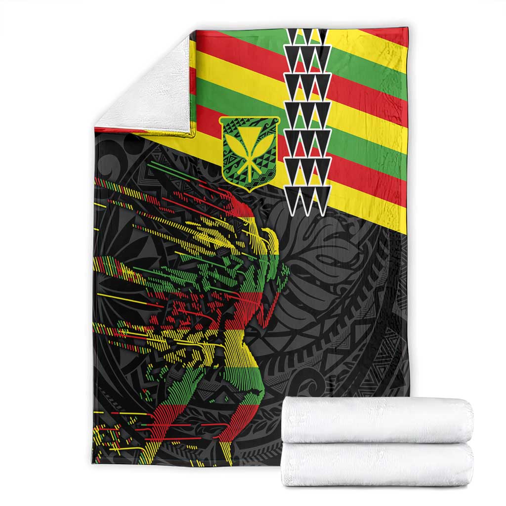 Kanaka Maoli Running Blanket Kakau Pattern with Kanaka Maoli Flag Color LT03 - Polynesian Pride