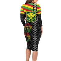 Kanaka Maoli Running Family Matching Long Sleeve Bodycon Dress and Hawaiian Shirt Kakau Pattern with Kanaka Maoli Flag Color LT03 - Polynesian Pride