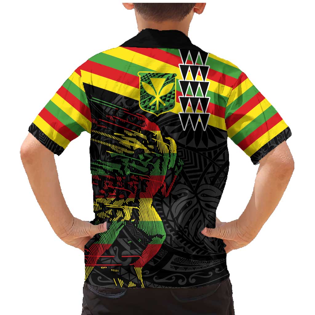 Kanaka Maoli Running Family Matching Mermaid Dress and Hawaiian Shirt Kakau Pattern with Kanaka Maoli Flag Color LT03 - Polynesian Pride