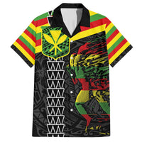 Kanaka Maoli Running Family Matching Puletasi and Hawaiian Shirt Kakau Pattern with Kanaka Maoli Flag Color LT03 Dad's Shirt - Short Sleeve Black - Polynesian Pride