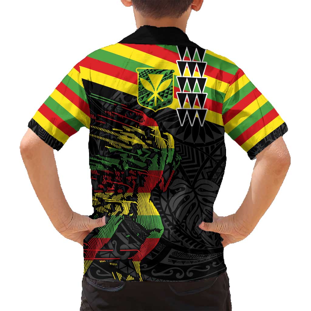 Kanaka Maoli Running Family Matching Tank Maxi Dress and Hawaiian Shirt Kakau Pattern with Kanaka Maoli Flag Color LT03 - Polynesian Pride