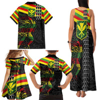 Kanaka Maoli Running Family Matching Tank Maxi Dress and Hawaiian Shirt Kakau Pattern with Kanaka Maoli Flag Color LT03 - Polynesian Pride