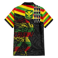 Kanaka Maoli Running Family Matching Tank Maxi Dress and Hawaiian Shirt Kakau Pattern with Kanaka Maoli Flag Color LT03 - Polynesian Pride