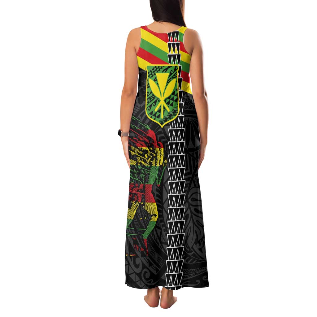Kanaka Maoli Running Family Matching Tank Maxi Dress and Hawaiian Shirt Kakau Pattern with Kanaka Maoli Flag Color LT03 - Polynesian Pride