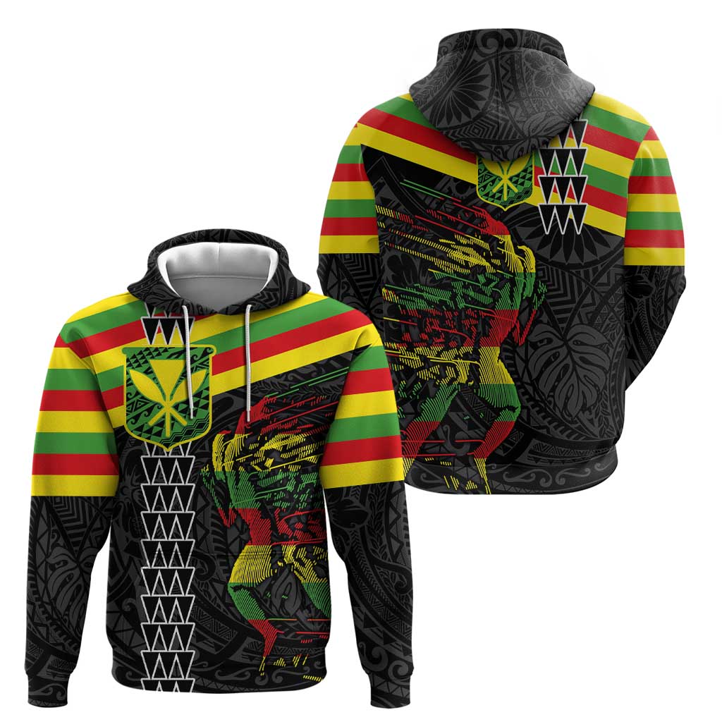 Kanaka Maoli Running Hoodie Kakau Pattern with Kanaka Maoli Flag Color