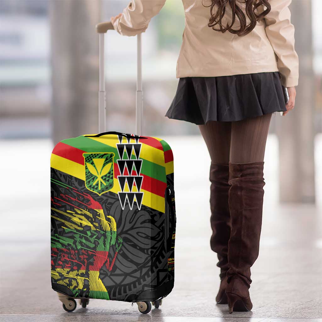 Kanaka Maoli Running Luggage Cover Kakau Pattern with Kanaka Maoli Flag Color LT03 - Polynesian Pride