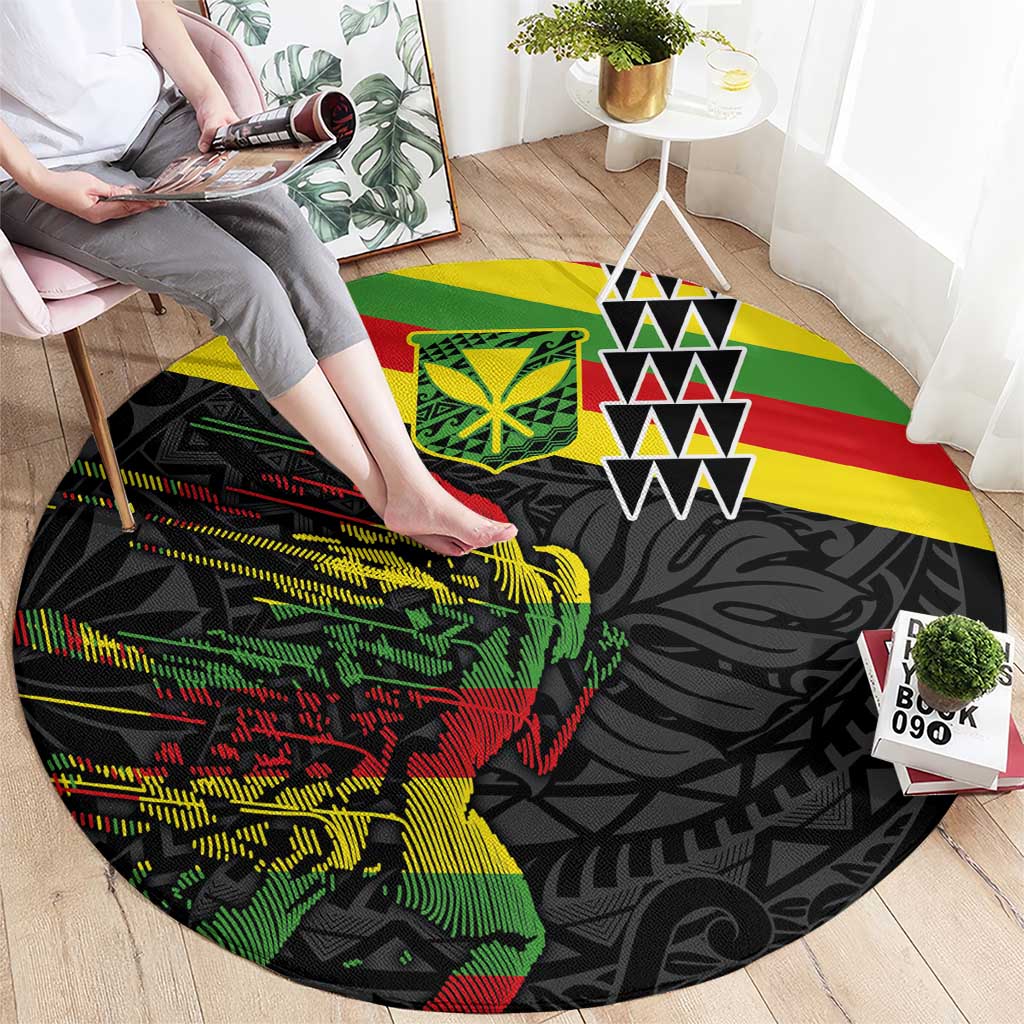 Kanaka Maoli Running Round Carpet Kakau Pattern with Kanaka Maoli Flag Color LT03 - Polynesian Pride