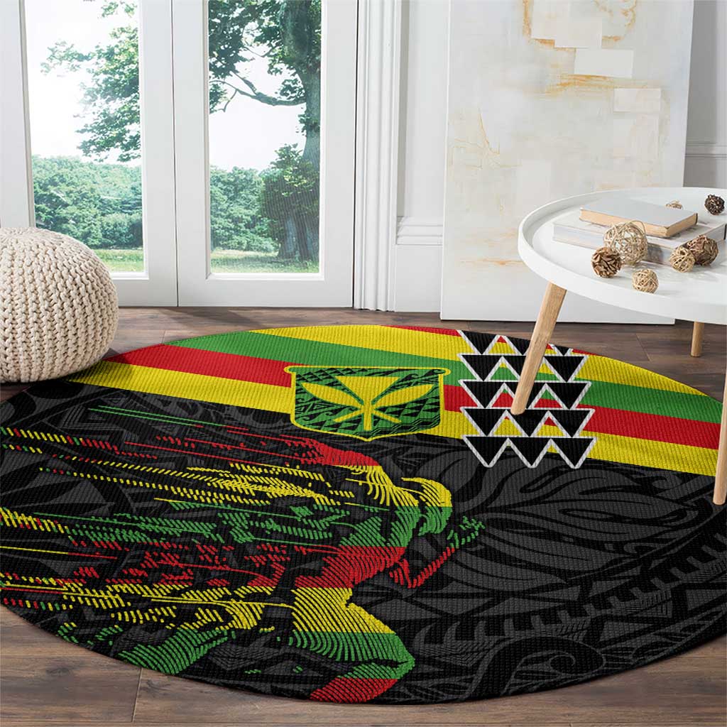 Kanaka Maoli Running Round Carpet Kakau Pattern with Kanaka Maoli Flag Color LT03 - Polynesian Pride