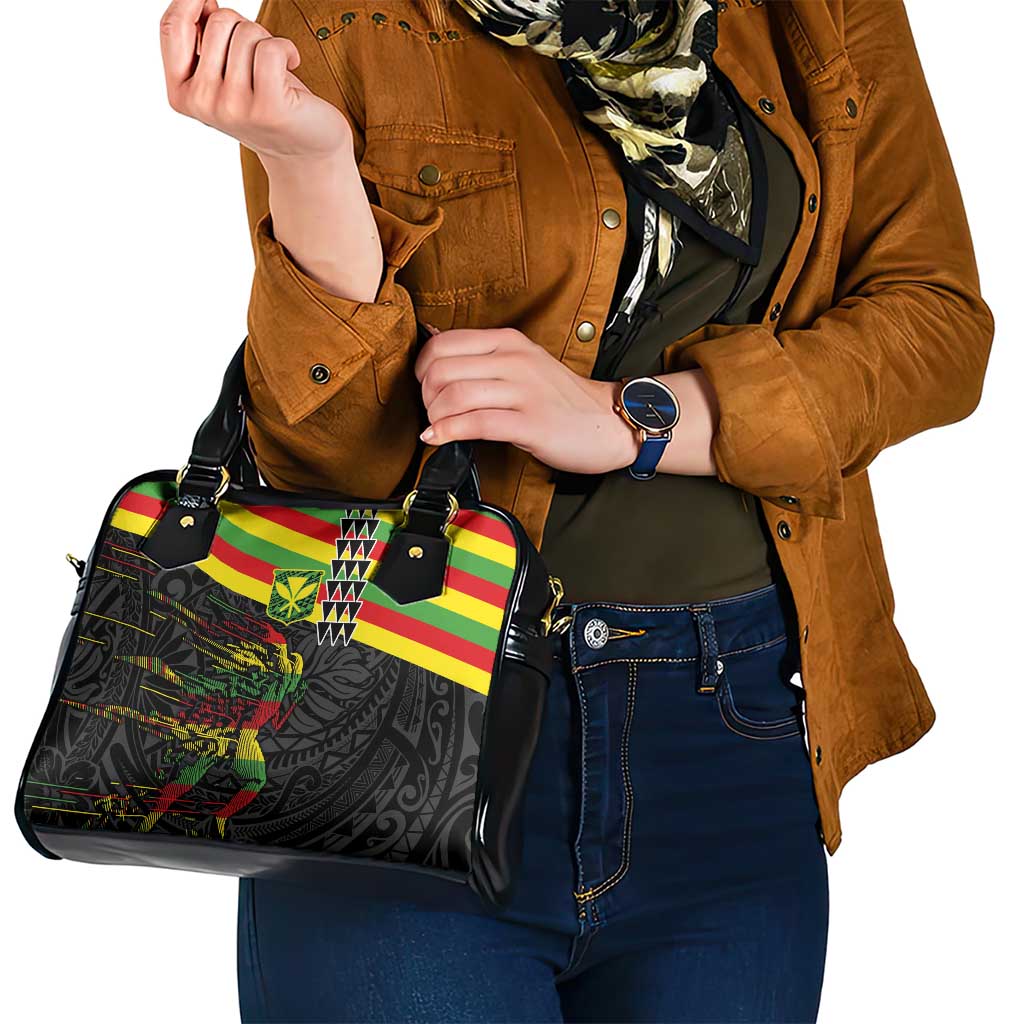 Kanaka Maoli Running Shoulder Handbag Kakau Pattern with Kanaka Maoli Flag Color