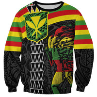 Kanaka Maoli Running Sweatshirt Kakau Pattern with Kanaka Maoli Flag Color LT03 Unisex Black - Polynesian Pride