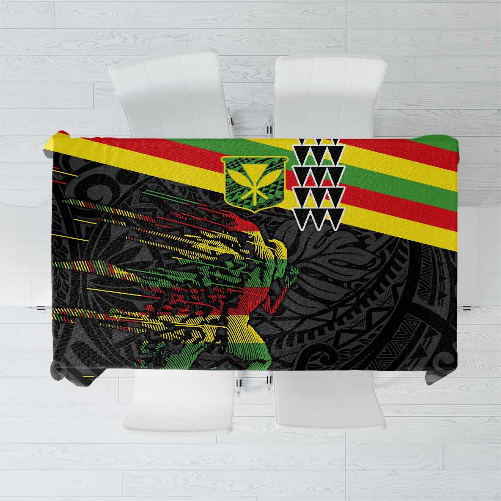 Kanaka Maoli Running Tablecloth Kakau Pattern with Kanaka Maoli Flag Color LT03 Black - Polynesian Pride