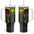 Kanaka Maoli Running Tumbler With Handle Kakau Pattern with Kanaka Maoli Flag Color