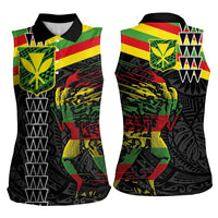 Kanaka Maoli Running Women Sleeveless Polo Shirt Kakau Pattern with Kanaka Maoli Flag Color LT03 - Polynesian Pride