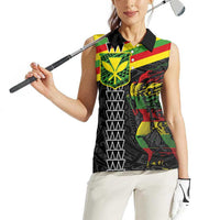Kanaka Maoli Running Women Sleeveless Polo Shirt Kakau Pattern with Kanaka Maoli Flag Color LT03 - Polynesian Pride