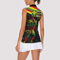 Kanaka Maoli Running Women Sleeveless Polo Shirt Kakau Pattern with Kanaka Maoli Flag Color LT03 - Polynesian Pride