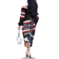Honolulu Running Race Family Matching Off The Shoulder Long Sleeve Dress and Hawaiian Shirt Hawaii Marathon Kakau Art with Hibiscus and National Flag Style LT03 - Polynesian Pride